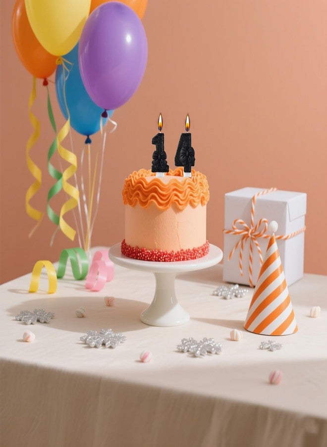AOOLADA 14 & 41 Birthday Candle, 14th & 41st Cake Candles, Number 14 & 41 Birthday Candles for Cake Topper Decoration, Black - Image 2
